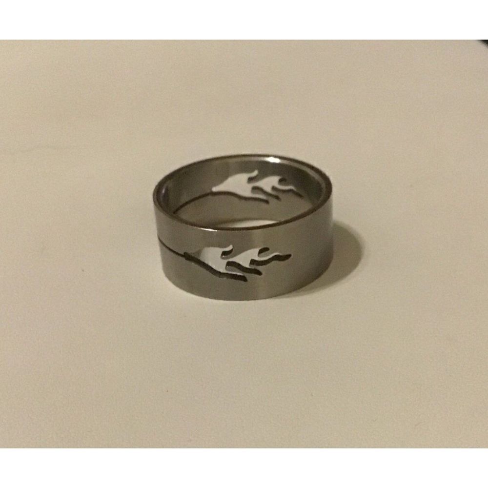 Unisex Open Flame Design Stainless Band Ring Sz 8